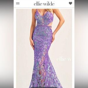 Ellie Wilde Purple Lace Evening Gown